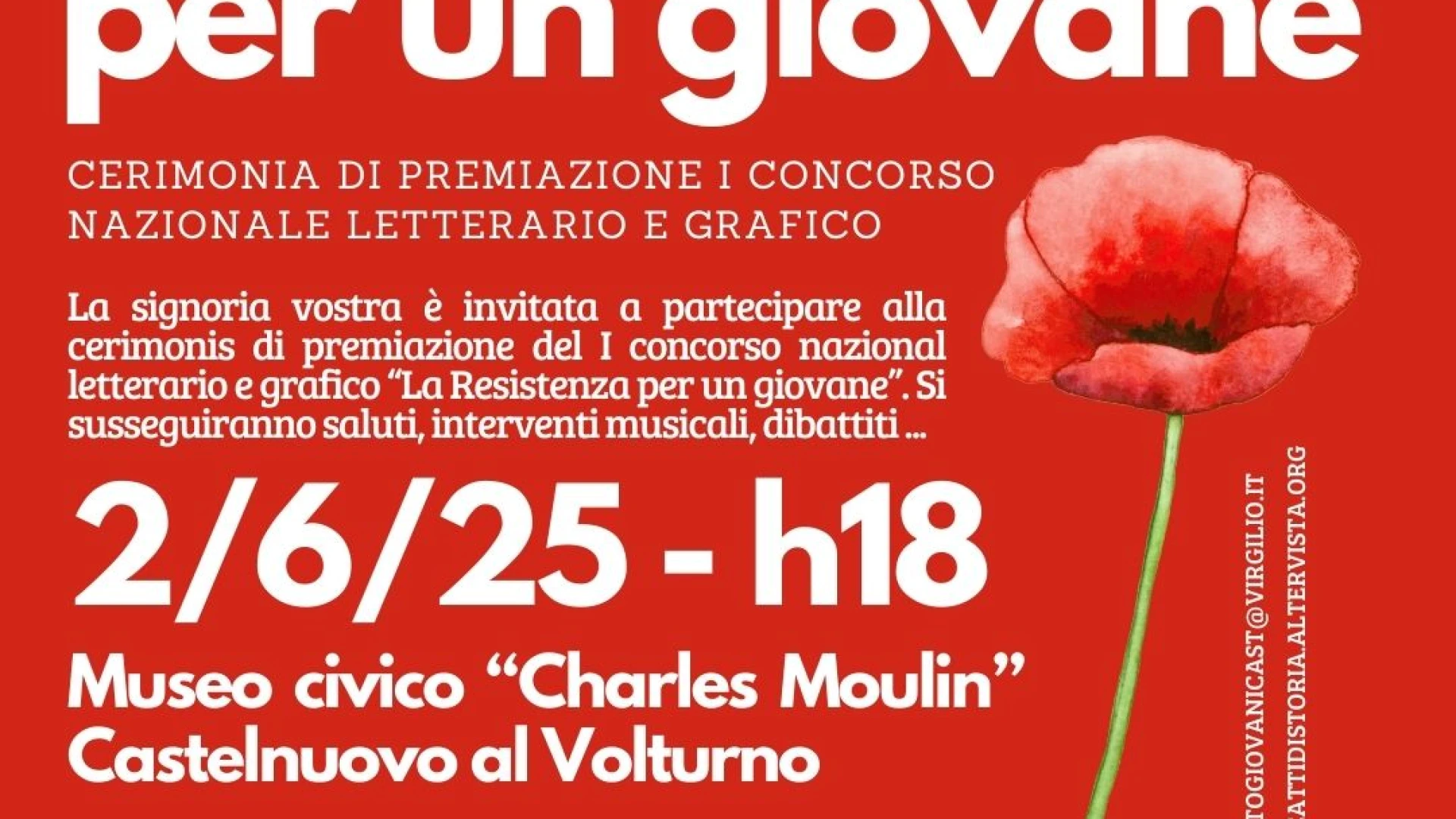Castelnuovo al Volturno: questa sera la cerimonia di premiazione del concorso “La resistenza per un giovane”.